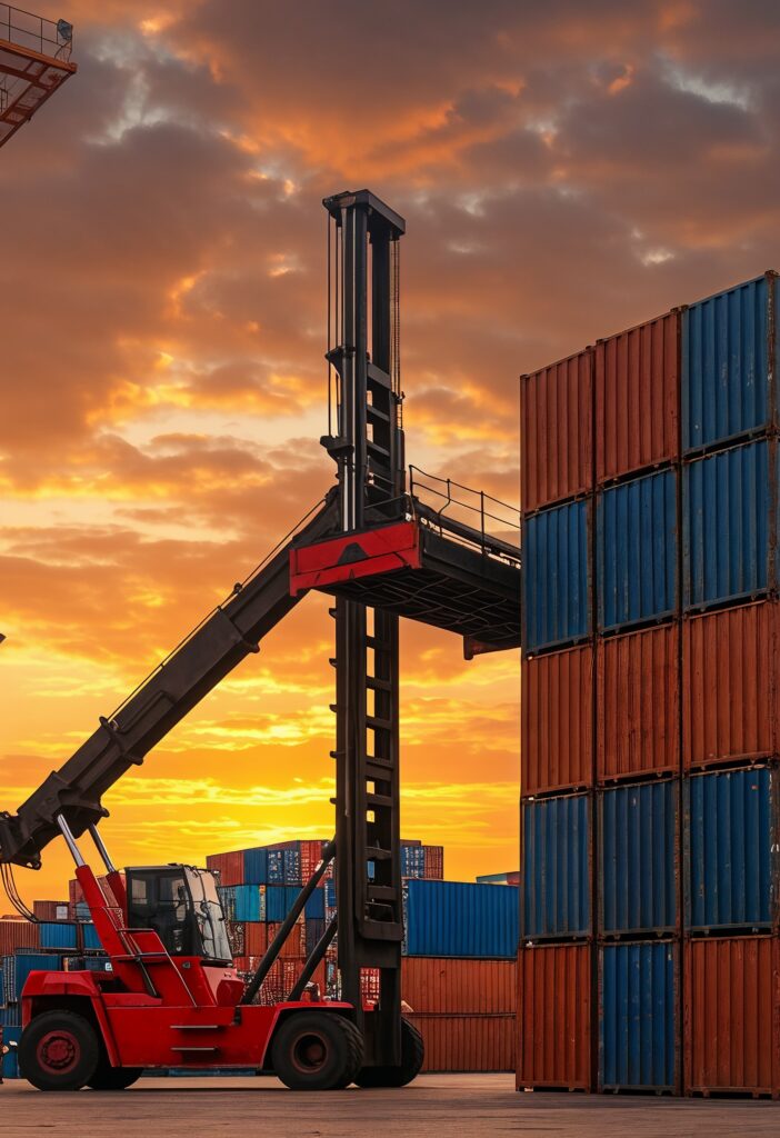 shipping containers cargo port sunset2